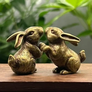 Brass Gold Bunny Figurine – Decorative Easter Bunny Statue
